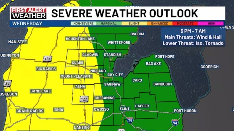 Our current severe outlook for Wednesday.