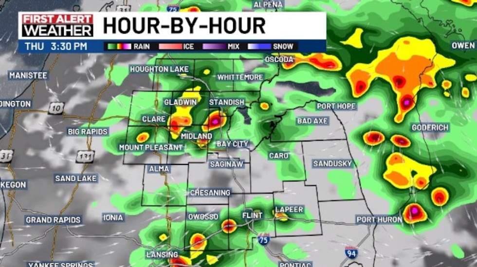 What the radar could look like at 3 PM Thursday.