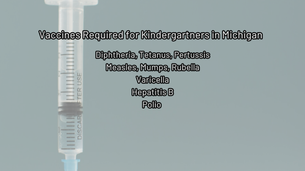 Vaccines required for kindergarteners in Michigan.