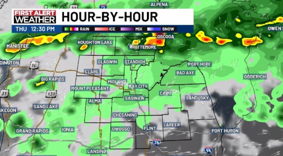 What the radar could look like at 12 PM Thursday.