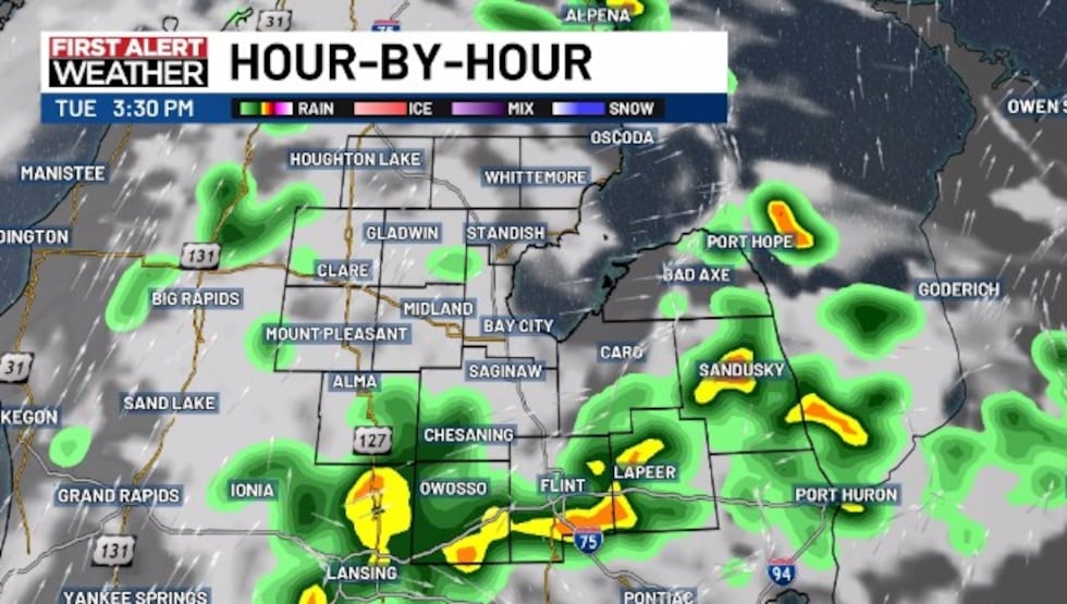 What the radar could look like at 3 PM Tuesday.