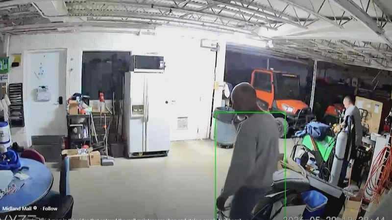 Help is needed to identify two men accused of stealing tool bags from the Midland Mall.