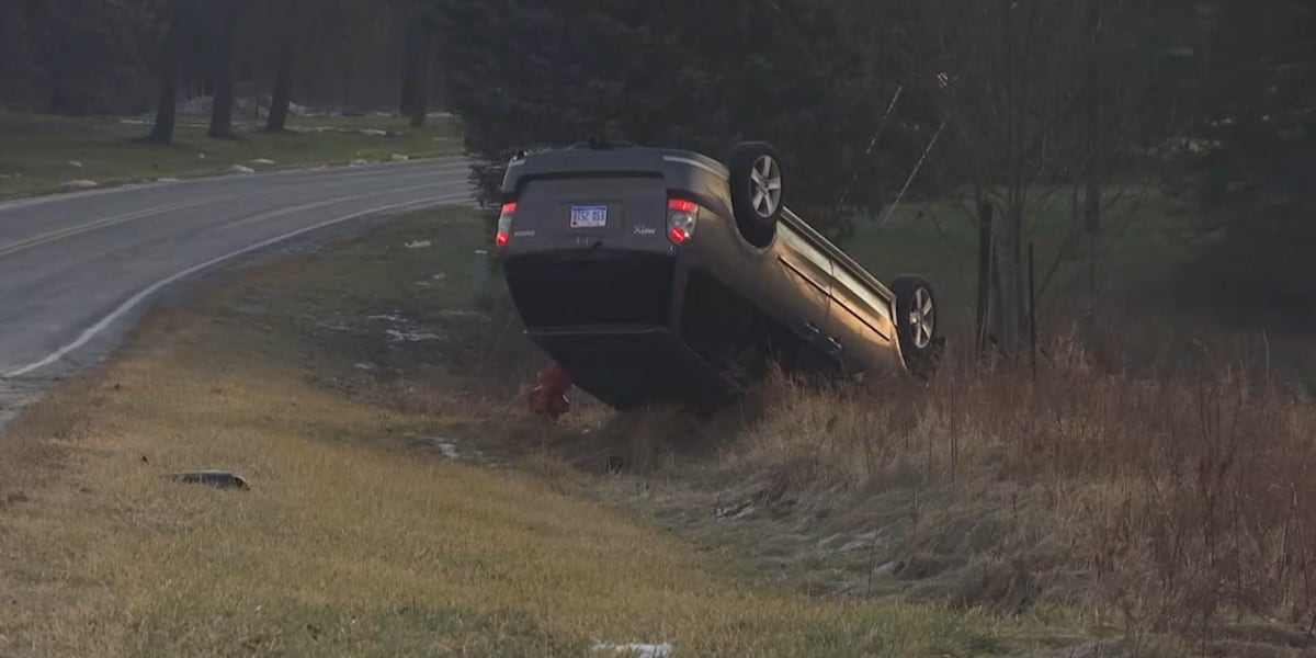 Icy roads cause roll-over crash in Frankenmuth, police say