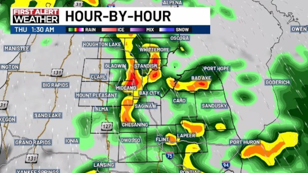 What the radar could look like at 1 AM Thursday.