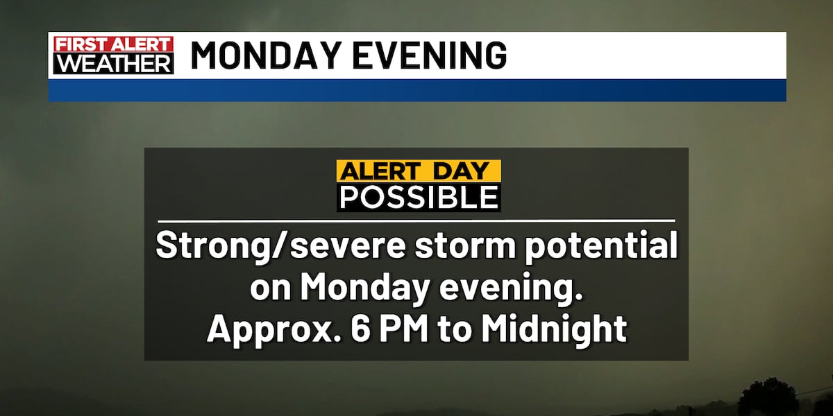 Chances of Storms Early in the Morning and Late in the Afternoon on Monday
