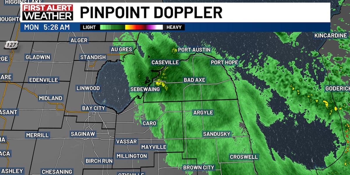 Early-morning rain Monday, otherwise a pleasant day
