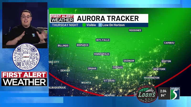 Northern Light chances for tonight before a rain chance on Friday. Meteorologist Stone Schafer...
