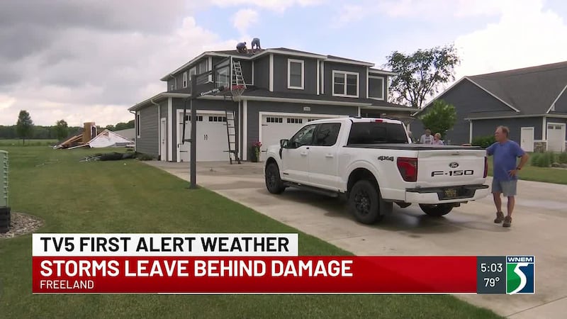 A barn was destroyed on Prairie View Court near Sarle Road in Freeland after a storm blew...