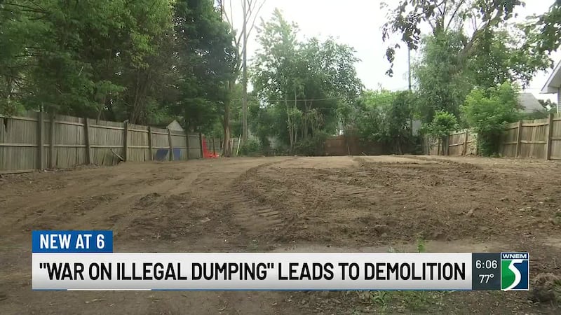 A blighted house in Flint that was filled with nearly 150 tires in April has been demolished.
